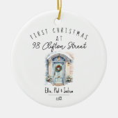 first Christmas in New Home Christmas watercolour セラミックオーナメント (正面)