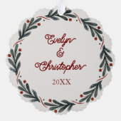 First Christmas in New Home Watercolor Wreath オーナメントカード (裏面)