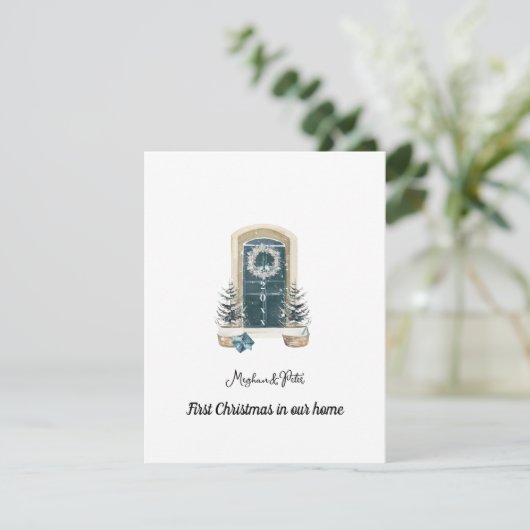 First Christmas In Our Home Sage Green Card (スタンド正面)