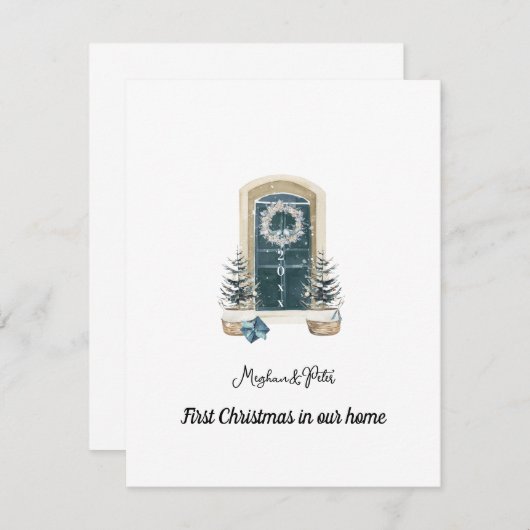 First Christmas In Our Home Sage Green Card (正面/裏面)