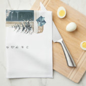 First Christmas In Our Home Watercolor Sage Green キッチンタオル (四つ折り)