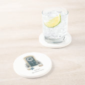 First Christmas In Our Home Watercolor Sage Green コースター (側面)