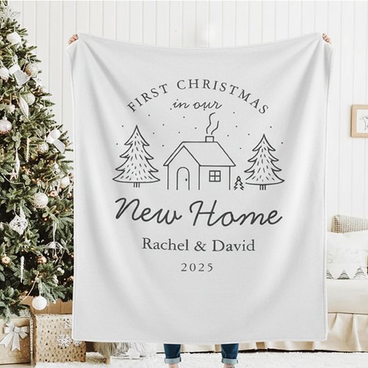 First Christmas in Our New Home” Blanket フリースブランケット