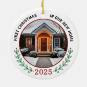 First Christmas in Our New Home Customizable Photo セラミックオーナメント (裏面)