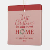 First Christmas In Our New Home Family Photo セラミックオーナメント (左)