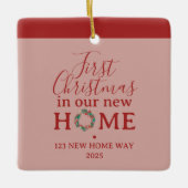 First Christmas In Our New Home Family Photo セラミックオーナメント (正面)