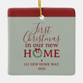 First Christmas In Our New Home Family Photo セラミックオーナメント (正面)