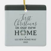 First Christmas In Our New Home Family Photo セラミックオーナメント (正面)