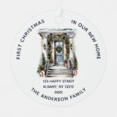 First Christmas In Our New Home Family Photo メタルオーナメント (正面)