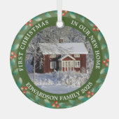 First Christmas in our new Home house photo ガラスオーナメント (正面)