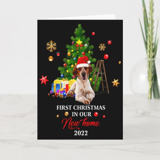 First Christmas In Our New Home Xmas Beagle Dog T カード (正面)