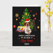 First Christmas In Our New Home Xmas Beagle Dog T カード (黄色い花)