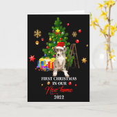 First Christmas In Our New Home Xmas Dalmatian T S カード (黄色い花)