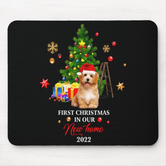 First Christmas In Our New Home Xmas Maltese Dog T マウスパッド (正面)
