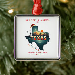 First Christmas In Texas State Personalized メタルオーナメント