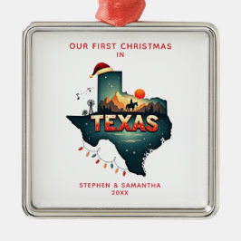 First Christmas In Texas State Personalized メタルオーナメント
