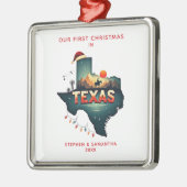 First Christmas In Texas State Personalized メタルオーナメント (左)