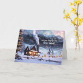 First Christmas in Your New Home Cabin in the Snow カード (黄色い花)