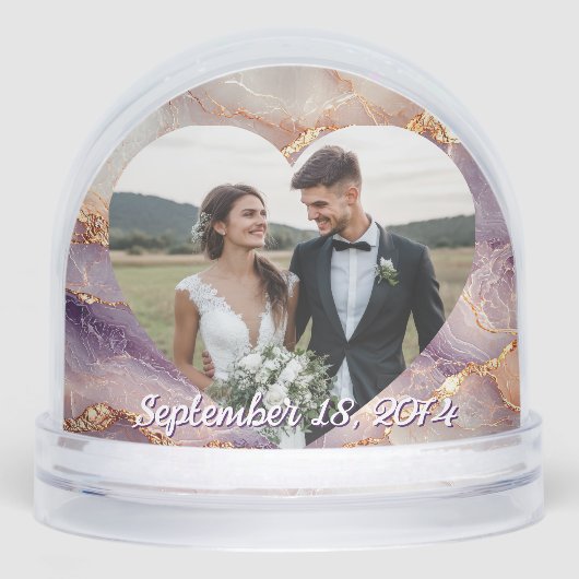 First Christmas Marble Wedding Gift Snow Globe (正面)