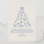 First Christmas Married Blue Bow Wedding Photo 箔シーズンカード (裏面)