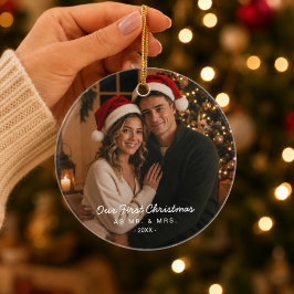 First Christmas Married Mr & Mrs Photo セラミックオーナメント