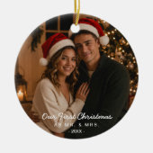 First Christmas Married Mr & Mrs Photo セラミックオーナメント (正面)