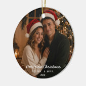 First Christmas Married Mr & Mrs Photo セラミックオーナメント (左)