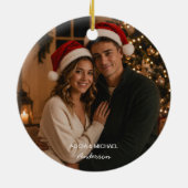 First Christmas Married Mr & Mrs Photo セラミックオーナメント (裏面)