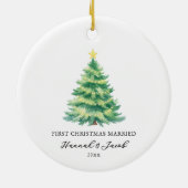 First Christmas Married Newlywed セラミックオーナメント (裏面)