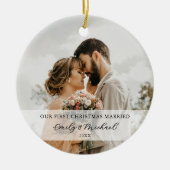 First Christmas Married Newlywed Photo セラミックオーナメント (正面)