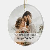 First Christmas Married Newlywed Photo セラミックオーナメント (左)