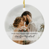 First Christmas Married Newlywed Photo セラミックオーナメント (裏面)