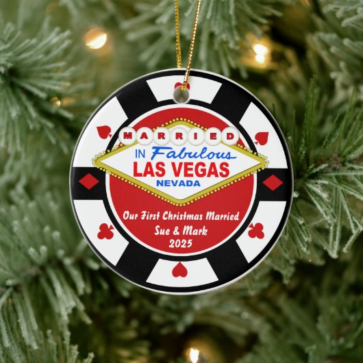 First Christmas Married Vegas Ornament 2025 セラミックオーナメント (ツリー)