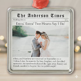 First Christmas Married | Wedding Announcement  メタルオーナメント