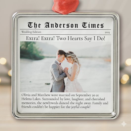 First Christmas Married | Wedding Announcement  メタルオーナメント