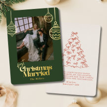 First Christmas Married Wedding Photo Green & Red