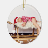 First Christmas Monogram Photo Holiday Ornament セラミックオーナメント (左)
