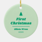 First Christmas Monogram Photo Holiday Ornament セラミックオーナメント (裏面)