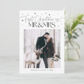 First Christmas Mr Mrs Newlywed Photo White シーズンカード (スタンド正面)