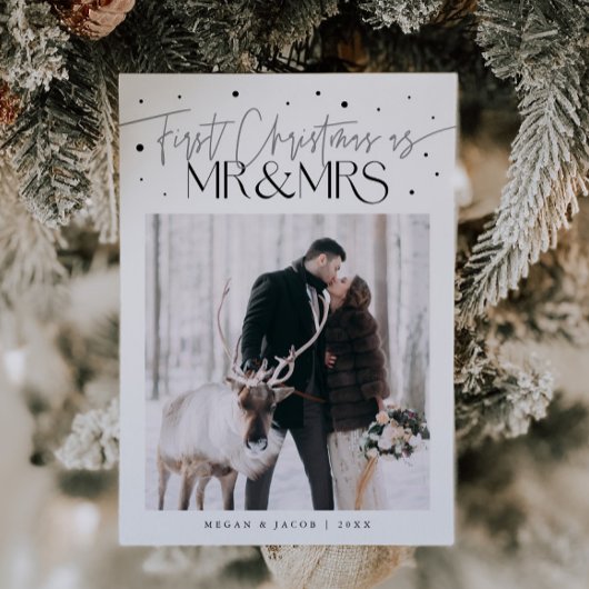 First Christmas Mr Mrs Newlywed Photo White シーズンカード
