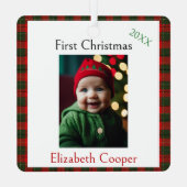 First Christmas Name Year Teddy Bear メタルオーナメント (裏面)