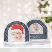 First Christmas navy holiday plaid two photo