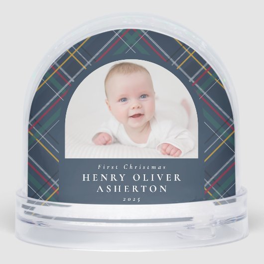 First Christmas navy holiday plaid two photo (裏面)