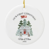 First Christmas New Home Airplane House Dog Custom セラミックオーナメント (裏面)