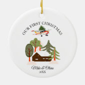 First Christmas New Home Cessna Airplane and Tree セラミックオーナメント (裏面)