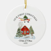 First Christmas New Home Cessna Airplane and Tree セラミックオーナメント (正面)