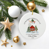 First Christmas New Home Cessna Airplane and Tree ポストカード