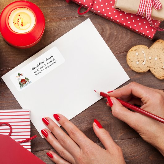 First Christmas New Home Cessna Airplane and Tree ラベル