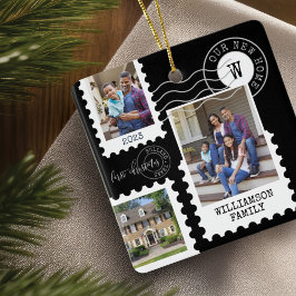 First Christmas New Home Fun Postage Stamp Photos セラミックオーナメント