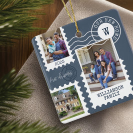 First Christmas New Home Fun Postage Stamp Photos セラミックオーナメント